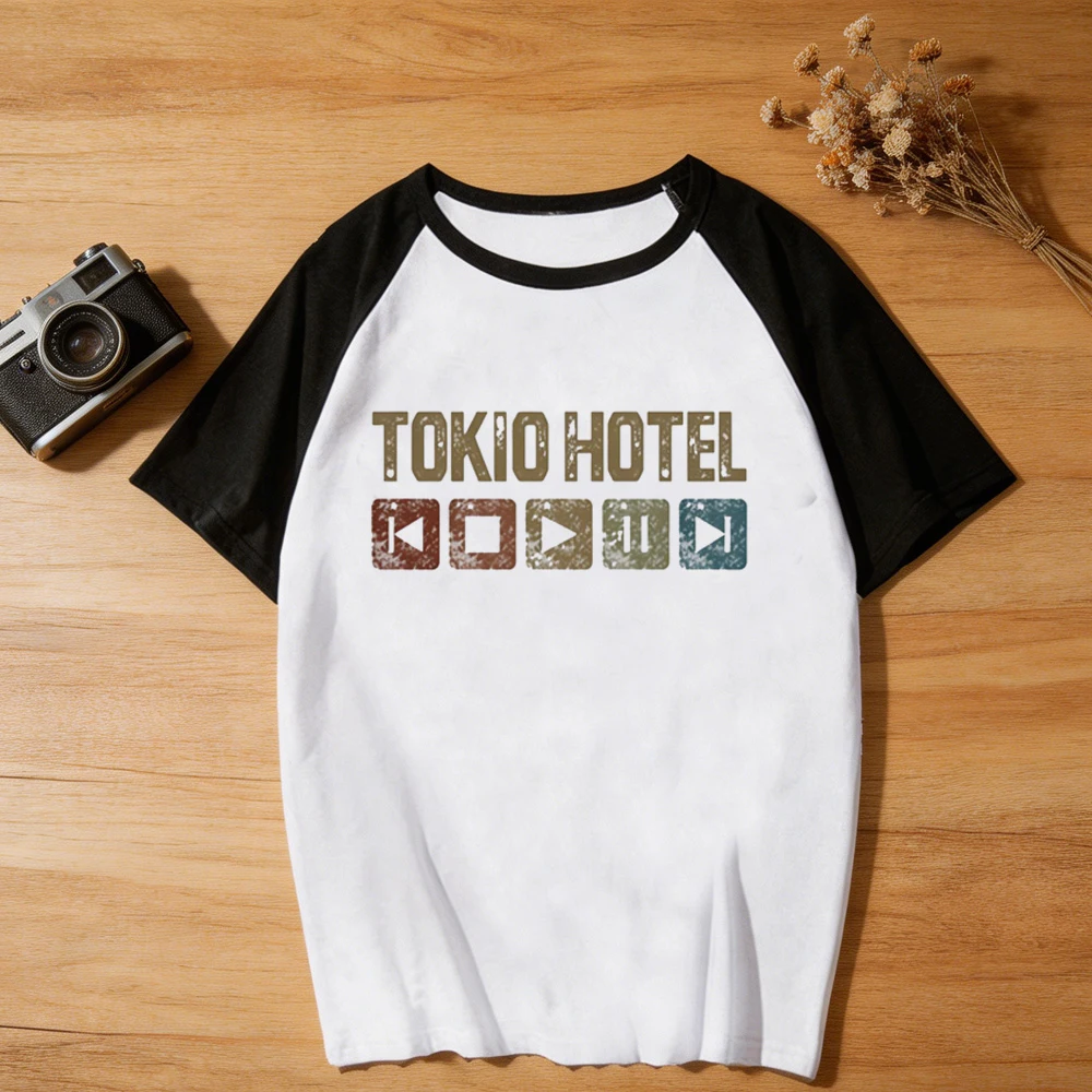 Фото Футболка Tokio Hotel для женщин, винтажная футболка в стиле cutecore, хараджуку, эстетика 80-х, мем, милый дизайн. №1