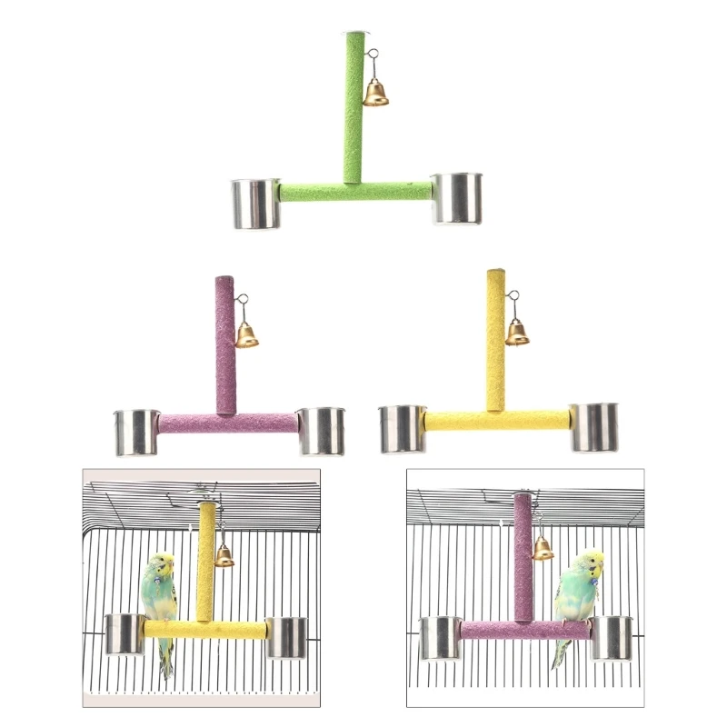 

Попугаи Птица Стенд Клетка Тренировочный Насест Портативный Попугай Постоянный Насест с 2 Кормушками для Маленьких Средних