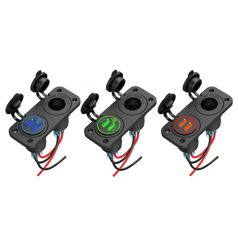 

Car Dual USB QC3.0 Cigarette Adapter 3 Socket Splitter 12V Black Drop Shipping
