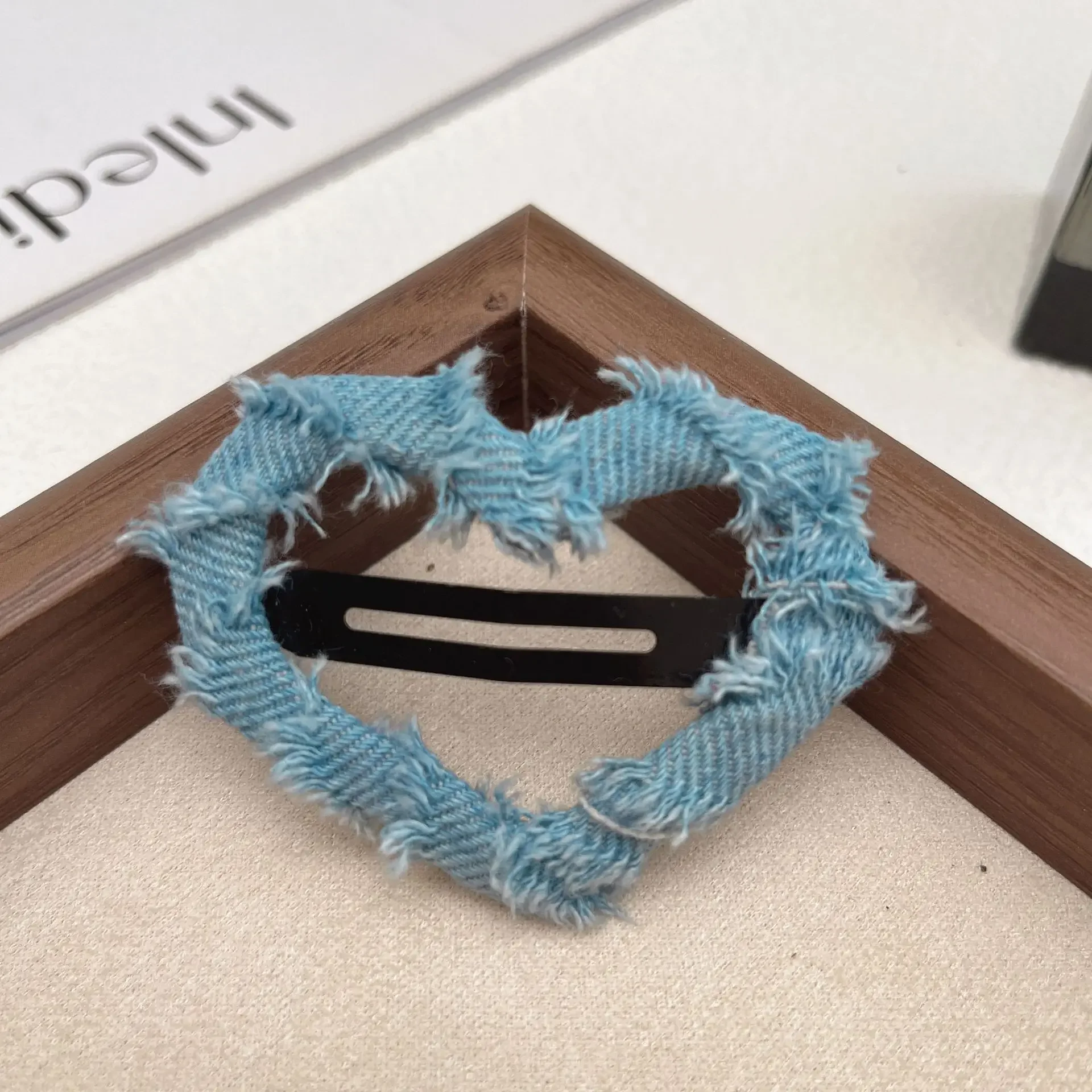 Джинсовая синяя тканевая заколка для волос сбоку Sweet Cool Y2K Заколка девочек