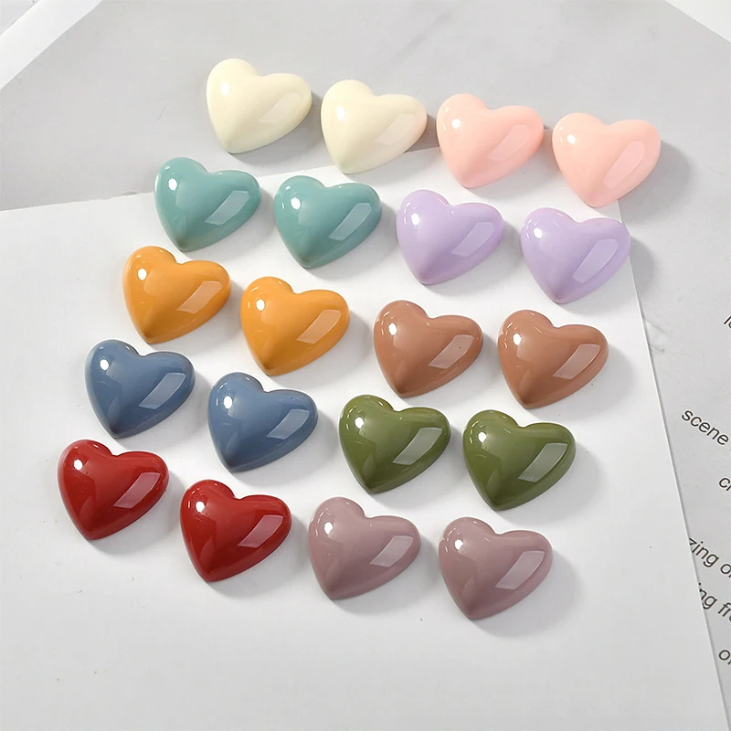 

10Pcs/lot 17 * 18mm Vintage Solid Colour Heart Shaped Resin Earring Pendant Accessory DIY Phone Case Decoration Material