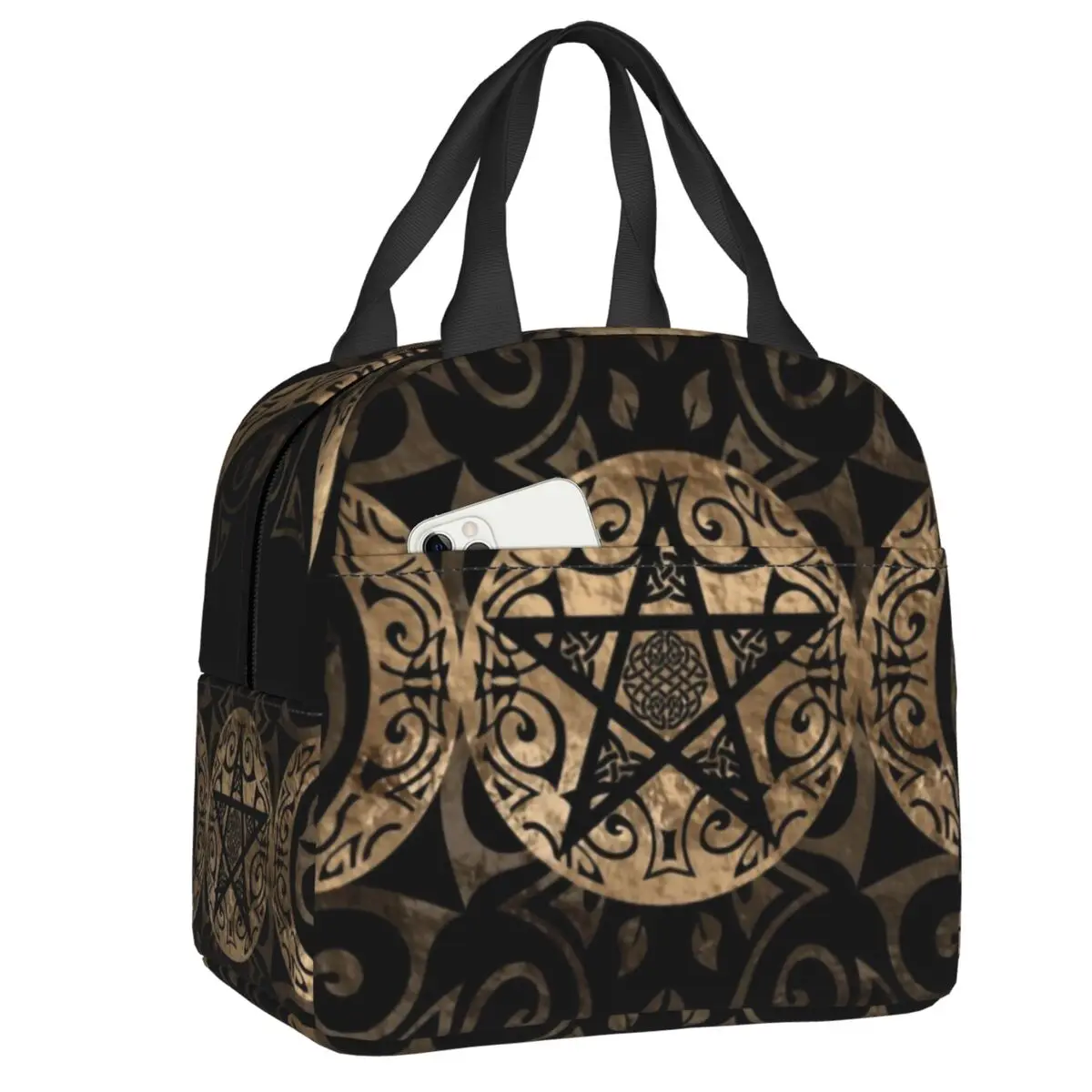 

Термоизолированная сумка для обеда с тремя лунами, богиней пентаграммой, Женский языческий Wiccan, портативный контейнер для обеда, многофунк...