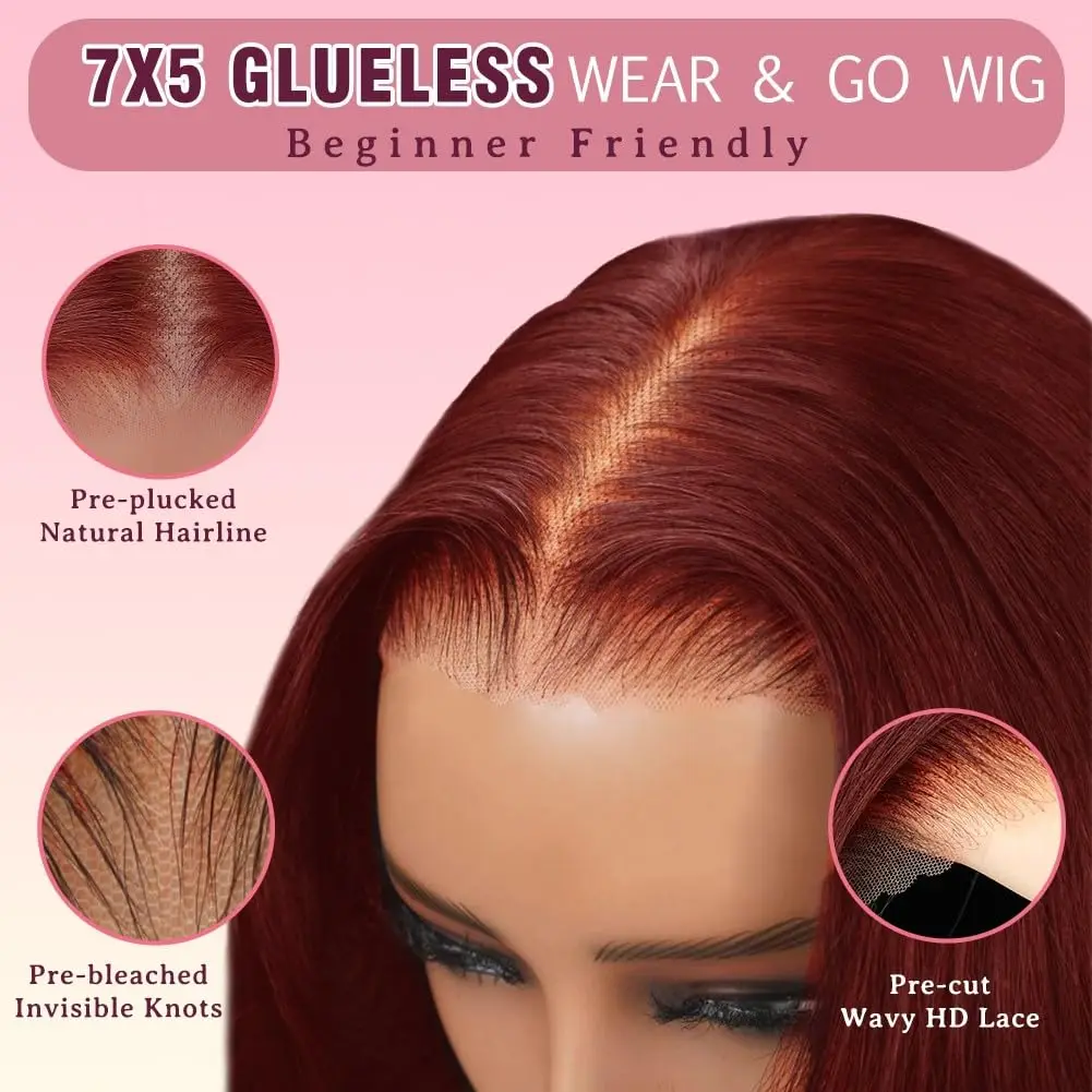 Бесклеевые парики из человеческих волос готовые к ношению 7x5 HD кружевные