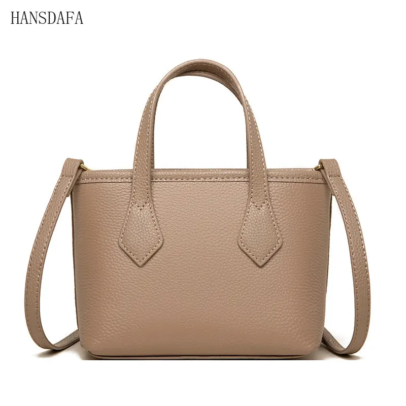 

High Quality Genuine Leather Shoulder Crossbody Bag for Women 2023 Casual Solid Color Cow Leather Handbag Ladies Messenger Bags