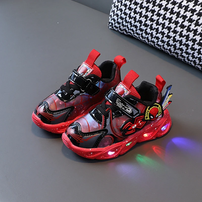 

New Led Light Luminous Shoes Kids Casual Sneakers Baby Boys Cartoon Spiderman Girls Sport Running Spring Autumn Toddler Shoes