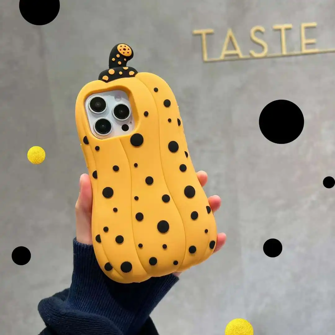 3D Autumn Pumpkin Botany Phone Case For iphone 11 13 12 14 15 plus 16 pro max mini Soft Silicone Cover