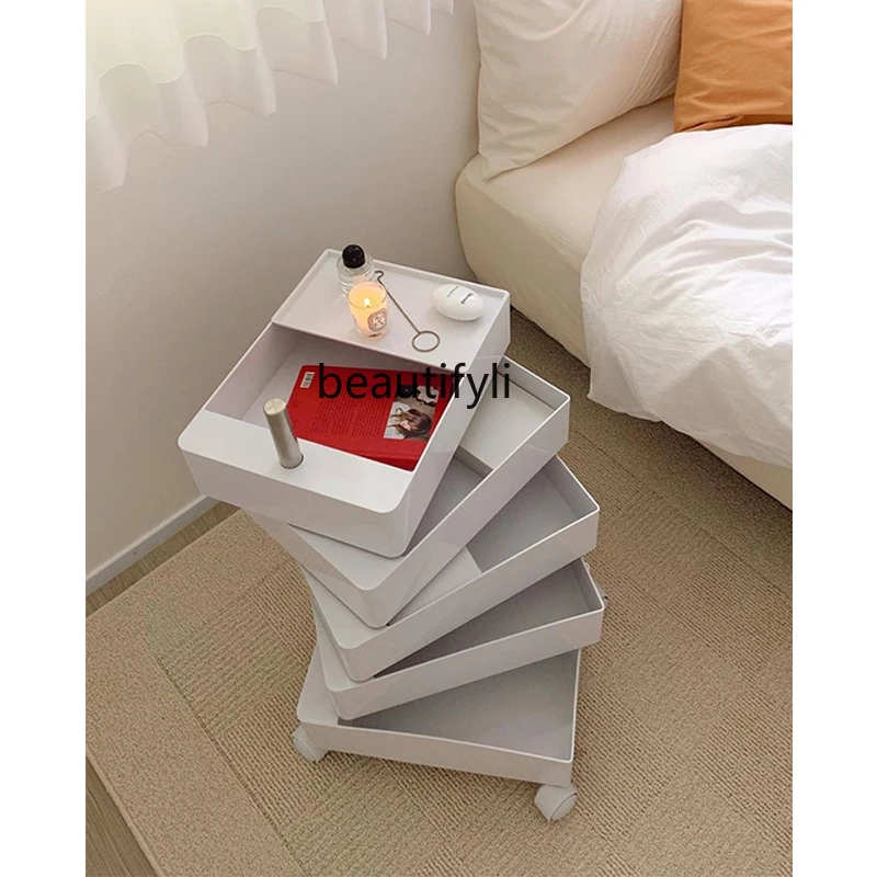 

GY Nordic Simple Rotating Locker Ins Style Bedroom Bedside Table Movable Living Room Side Cabinet