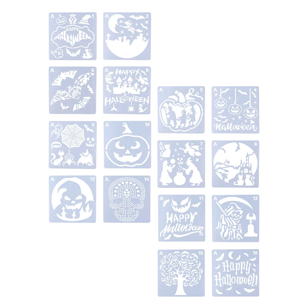 

32 Sheets Halloween Decor Cutout Painting Template Scrapbooking Rulers Hollow Mold White The Pet Stencils