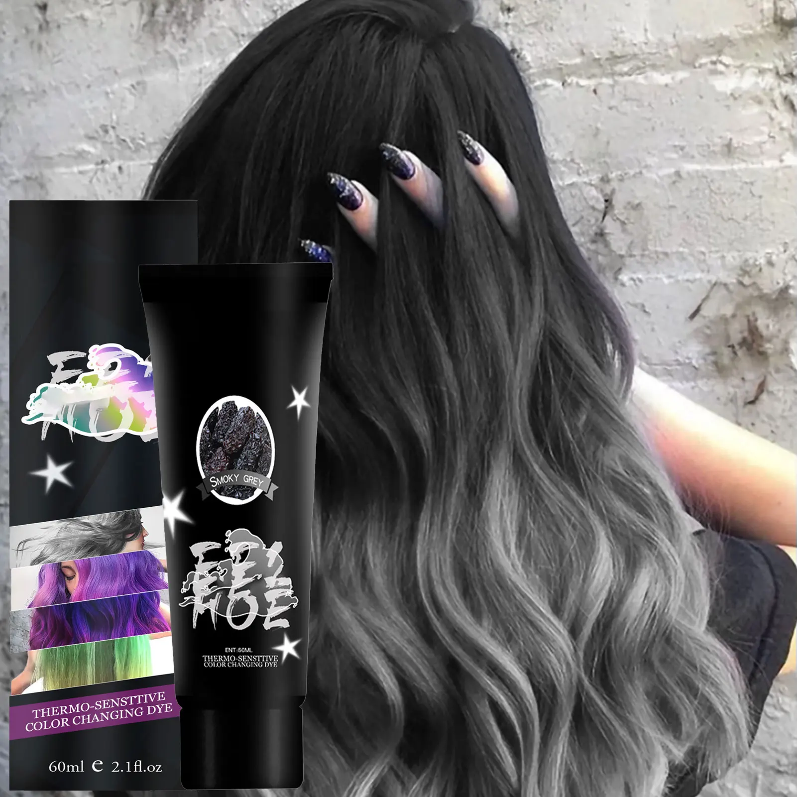 Hair Dye Temperature Color Changing Hairdye Purple Pink, Green Yellow, Blue Pink, Black Silver