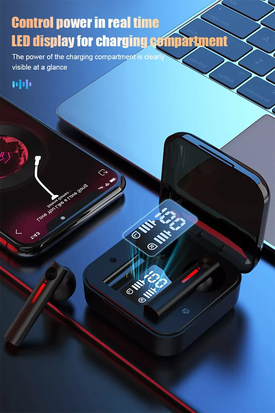 

Bluetooth Wireless Headphones with Mic IPX5 Waterproof Ear Hooks Bluetooth Earphones HiFi Stereo Music Earbuds for Phone