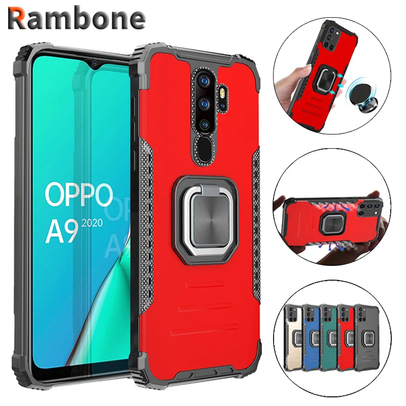 

Shockproof Armor Phone Case For Oppo A15 A15S A12E A12 A11K Ring Car Holder Back Cover For Oppo A9 2020 A8 A7 A5S A5 A3S A1K