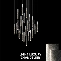 modern luxury led crystal chandelier duplex stair chandelier living room kitchen island hanging light dining black light fixture
