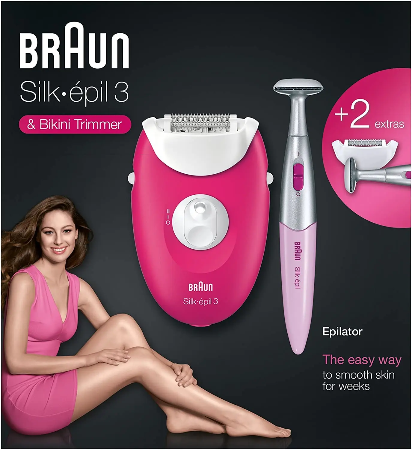 

Braun silk-epil 3 3-420 Wet and Dry Epilator raspberry pink-corded epilator 2 inserts smart feature 2021 model unisex Epilator