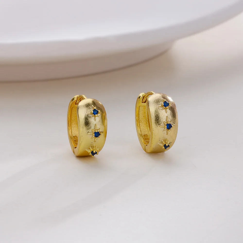 

VENTFILLE 925 Stamp Gold Color Star Earring For Women Girl Frosting Zircon Vintage Jewelry Birthday Gift Dropshipping Wholesale