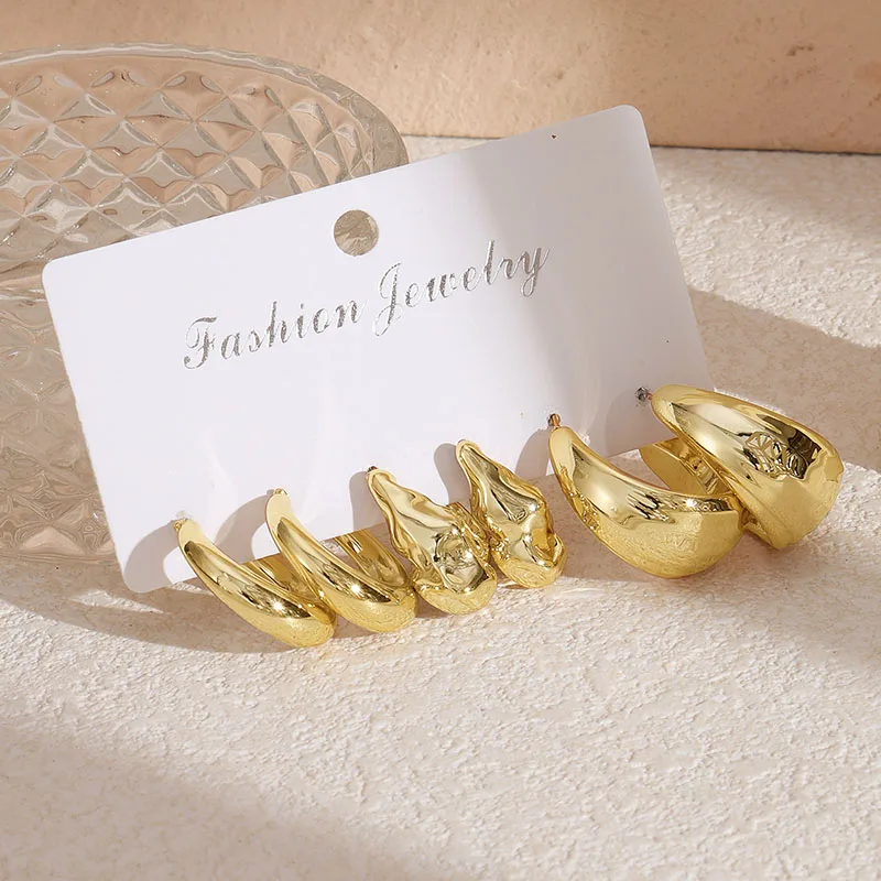 Новые модные золотистые/Серебристые витые серьги-кольца в форме буквы с