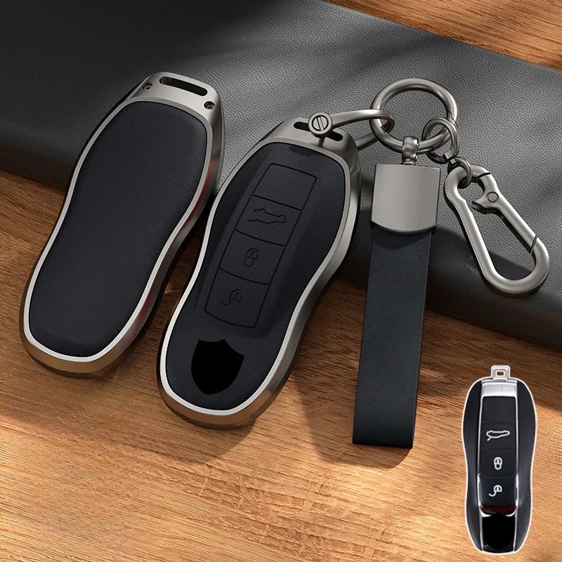 Кожаный Автомобильный смарт-брелок из алюминиевого сплава чехол для Porsche Cayenne