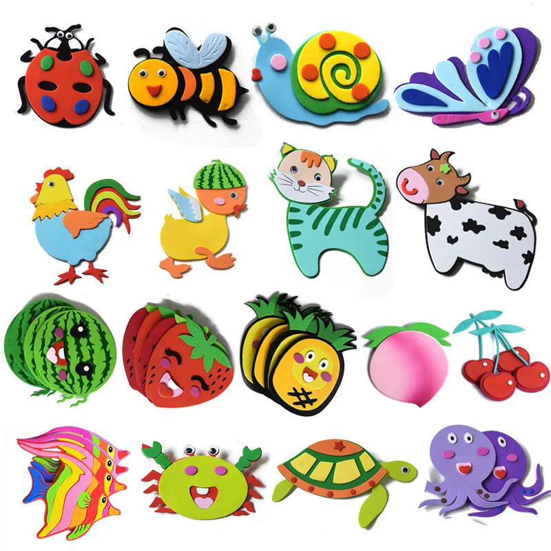 

Kids DIY Cartoon Animal Insects 3D EVA Foam Sticker Kindergarten Wall Stickers Teacher Supplies Early Learning Educational Props