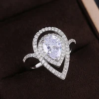 new trendy silver plated water drop engagement rings for women shine cz stone inlay fashion jewelry delicate wedding bands ring