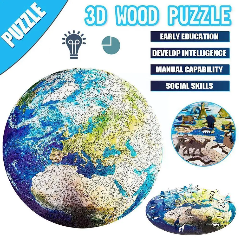 

Wooden Puzzle The Earth/Moon Planet Jigsaw Puzzle High-Quality Jigsaw Puzzles Educational Toys For Adults Kids Gifts Top Se L3K1
