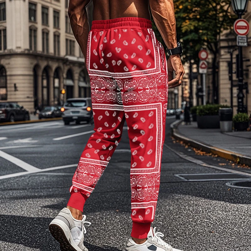 Мужские повседневные брюки спортивный корсет с кулиской и цветком кешью уличный