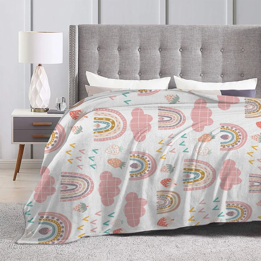 Детское одеяло в виде клубники милое богемное для девушек романтичное пушистое