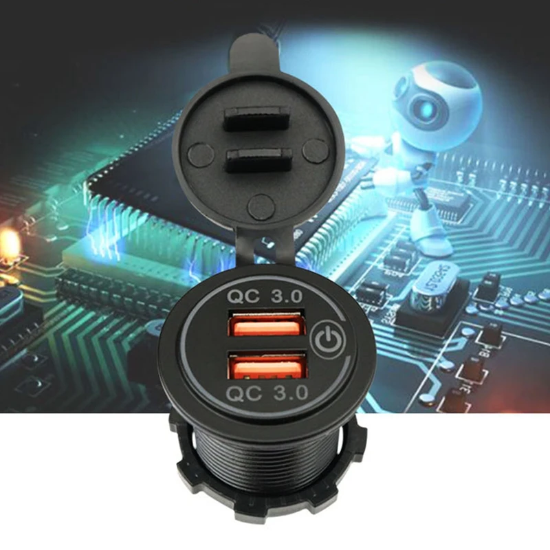 2 шт. быстрое зарядное устройство QC3.0 с двумя USB-портами автомобильное розетка для