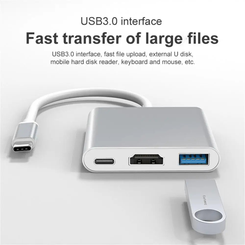 

Умный адаптер типа c, хаб Pd, адаптер для быстрой зарядки Usb 3,0, 4k Hd, док-станция 3 в 1 для Macbook, Dell, быстрая зарядка