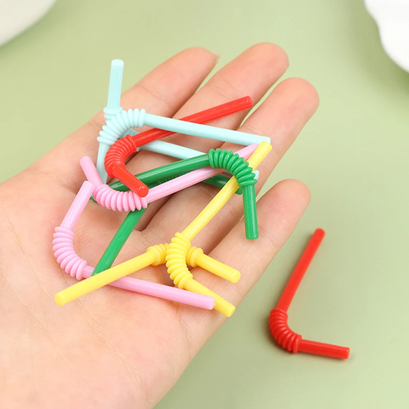 

10pc 1/12 Doll House Simulation Drink Straw Model Miniature Toys for Mini Decoration Dollhouse Accessories Pretend Play Toy