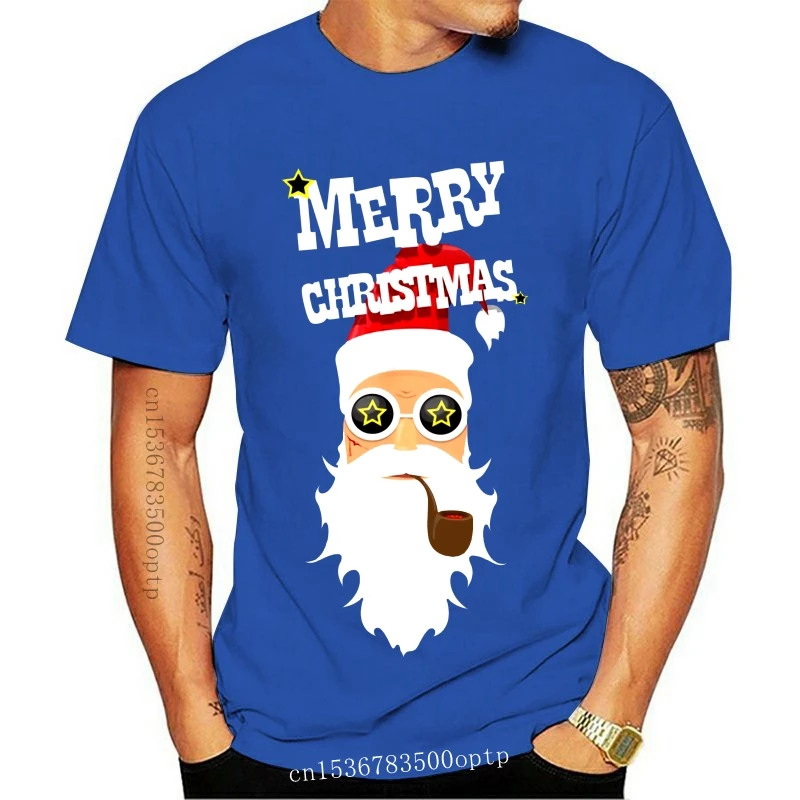 

Модная Новая мужская футболка, женская футболка с надписью Crazy Santa Love His Pipe