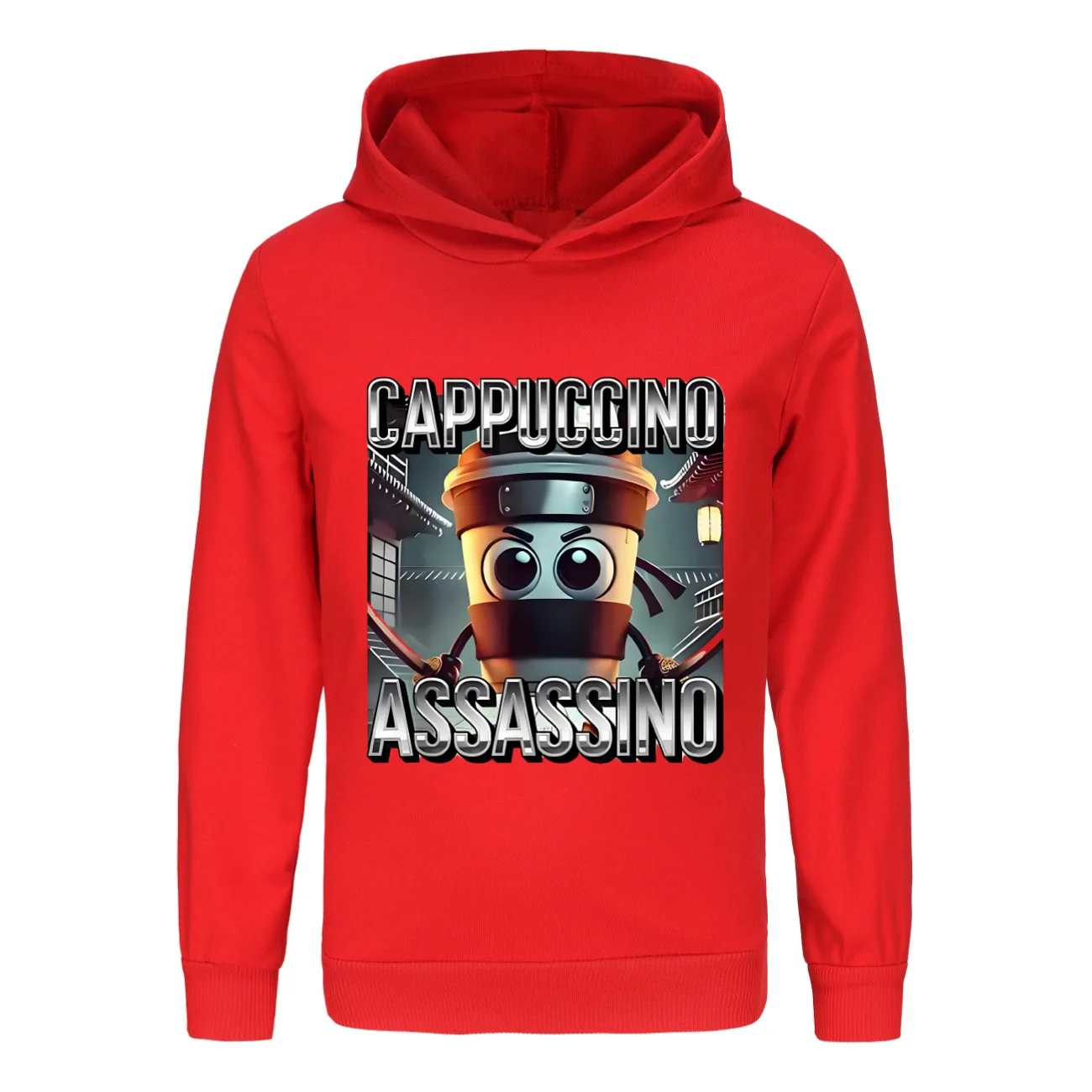 Фото Толстовка с капюшоном Cappuccino Assassino, детская итальянская одежда Brainrot для мальчиков, Tralalelo Tralala Tung Tung Tung Sahur, толстовки, верхняя одежда для девочек №2