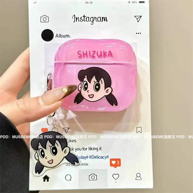 Cartoon Anime Doraemon Airpods 1/2 Generation Headphone Case Big G Nobita Nobi Iphone Wireless Bluetooth Pro with Pendant