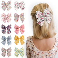 ncmama hair clips for girls children cartoon floral printed hair bows hairclip hair accessories headwear 4 54 5 inches 2 pcs