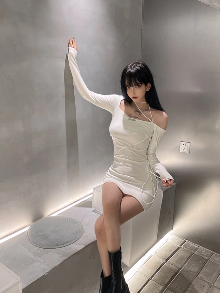Женское мини-платье с завышенной талией облегающее короткое платье в Корейском