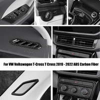 for vw t cross t cross 2019 2022 abs carbon car headlamps adjustment center air outlet glass lift cigarette lighter cover trim