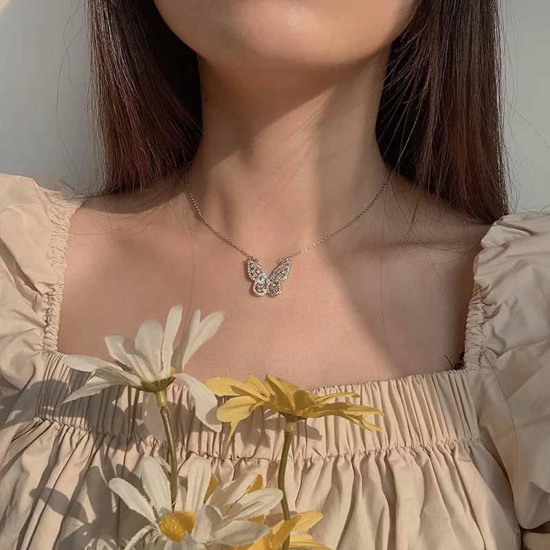 Женское ожерелье с подвеской-бабочкой простые темпераментные цепочки до ключиц