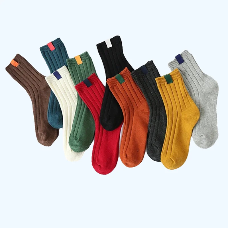Классические носки для женщин 200 игл хлопок вязание в рубчик однотонные цвета 10