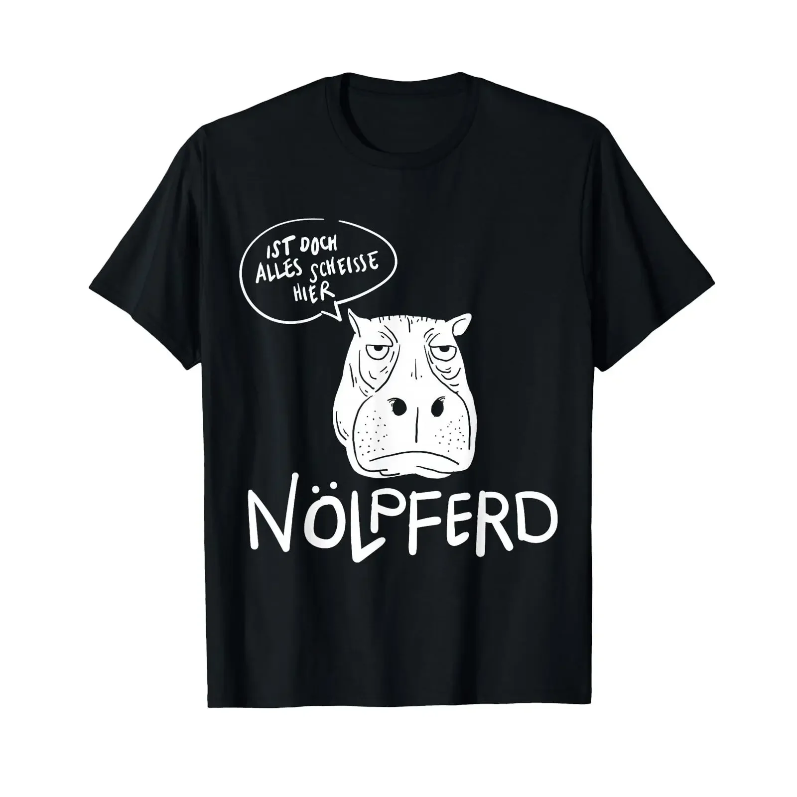 Фото Футболка Nölpferd Ist Doch Alles Scheisse Hippopotamus Pessimist, винтажная, мягкая, с эффектом потертости, для повседневной носки, унисекс, стильная №1