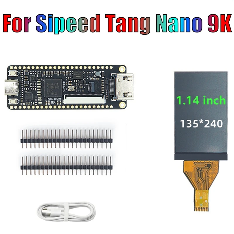 

Для Sipeed Tang Nano 9K FPGA макетная плата + 1,14 дюймовый экран в комплекте RISC-V HD с кабелем типа C