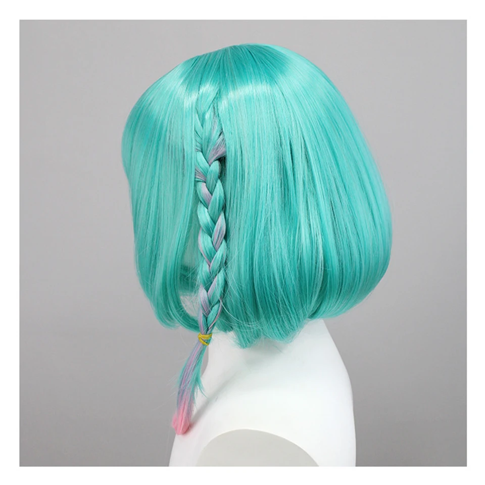 Парик Honor of Kings Yao Cos 40 см зеленые розовые короткие волосы термостойкие