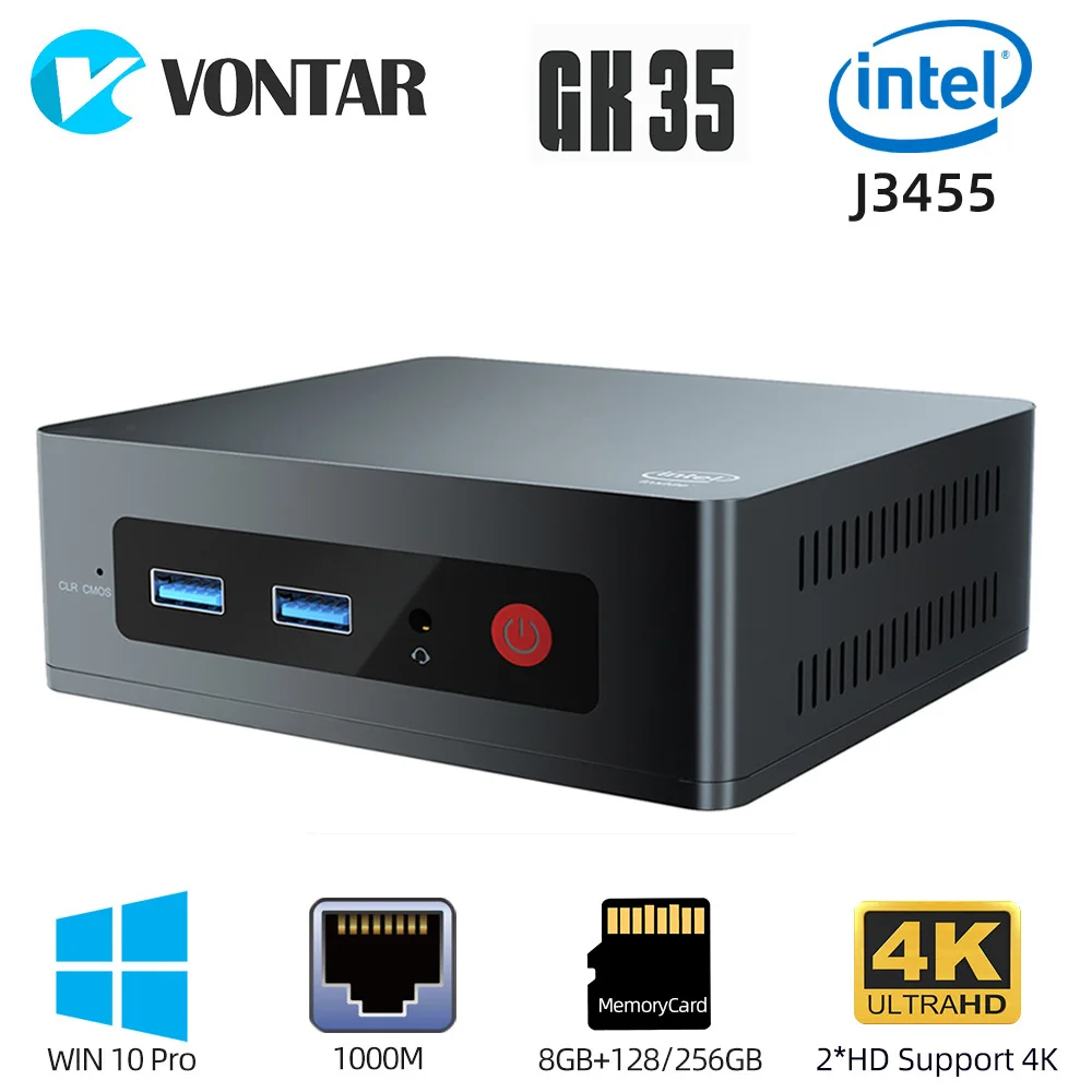VONTAR GK35 Windows 10 Мини ПК Intel Apollo Lake Celeron J3455 8 Гб RAM 128 ГБ 256 SSD 2 4G & 5 8G Dual Wifi BT 1000M LAN