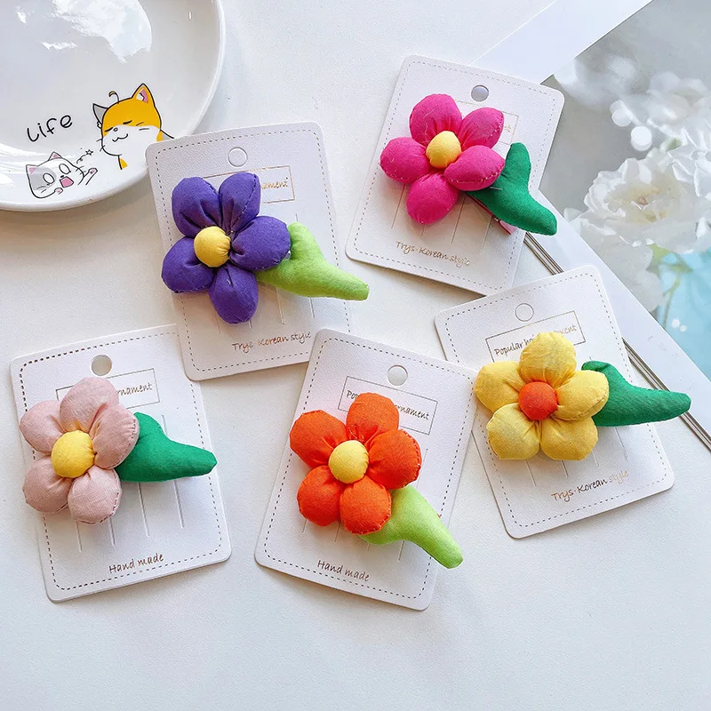 

Beauty Hand Made Cloth Sunflower Girl Hair Clips Hair Pins Duckbill Clip Hair Barrette Accessories