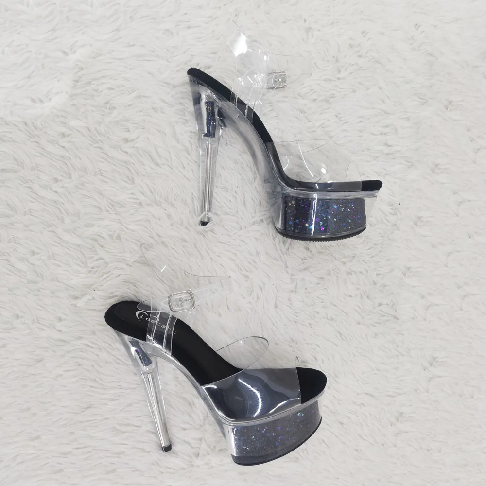 Leecabe 15CM/6Inch PVC uppre Platform Sandals  party High Heels Shoes Pole Dancing Shoes