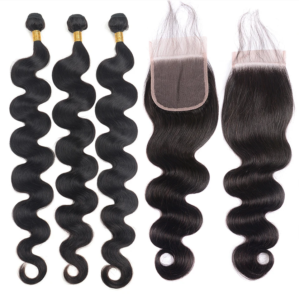 30 Inch Body Wave Bundles With Closure Remy Human Hair Bundles with Closure Indian Human Hair 3 or 4 Bundles Hair Extensions