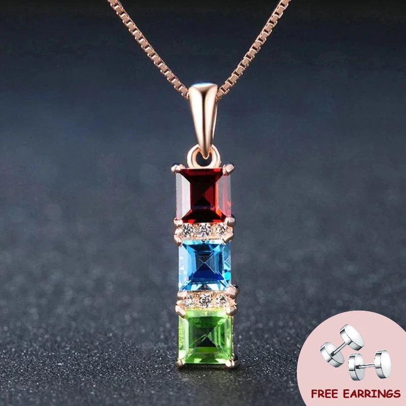 

Fashion Colorful Zircon Pendant Necklace 925 Silver Jewelry for Women Wedding Bridal Promise Party Gift Accessories Wholesale