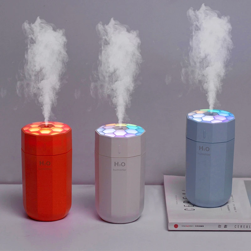 

New Mini Air Humidifier Portable USB Aroma Essential Oil Diffuser 350ML Cool Mist Maker Fogger with Colorful Lights for Home Car