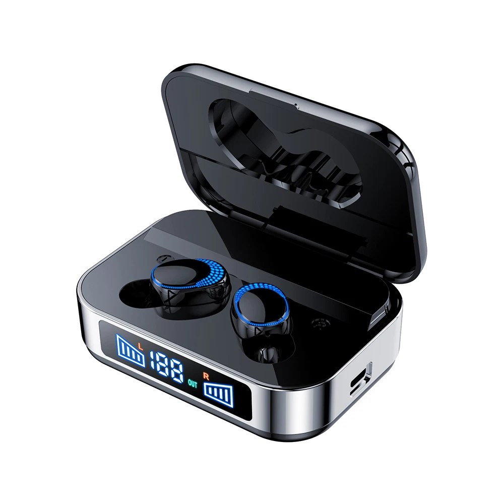 mdug tws s590 d bluetooth headset hifi waterproof digital display wireless earbuds travel sports emergency charging treasure free global shipping