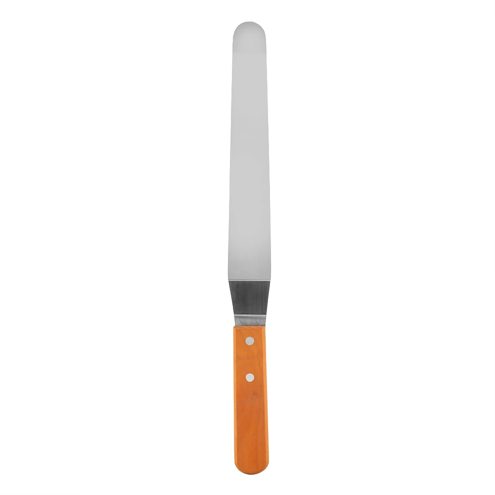 

Stainless Steel Spatula with Wooden Handle for Cake Bread Cream Smoother Baking Tool(3#)