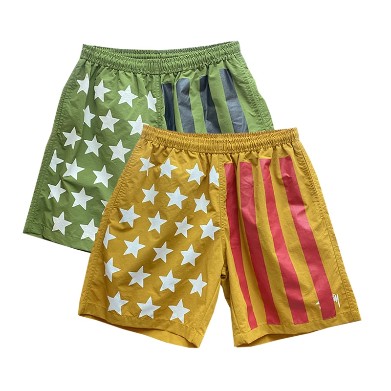 Summer Loose Shorts Tide Brand CPFM.XYZ Star Stripe Printed Shorts Men Women Casual Elastic Waist Quick-drying Sports Pants