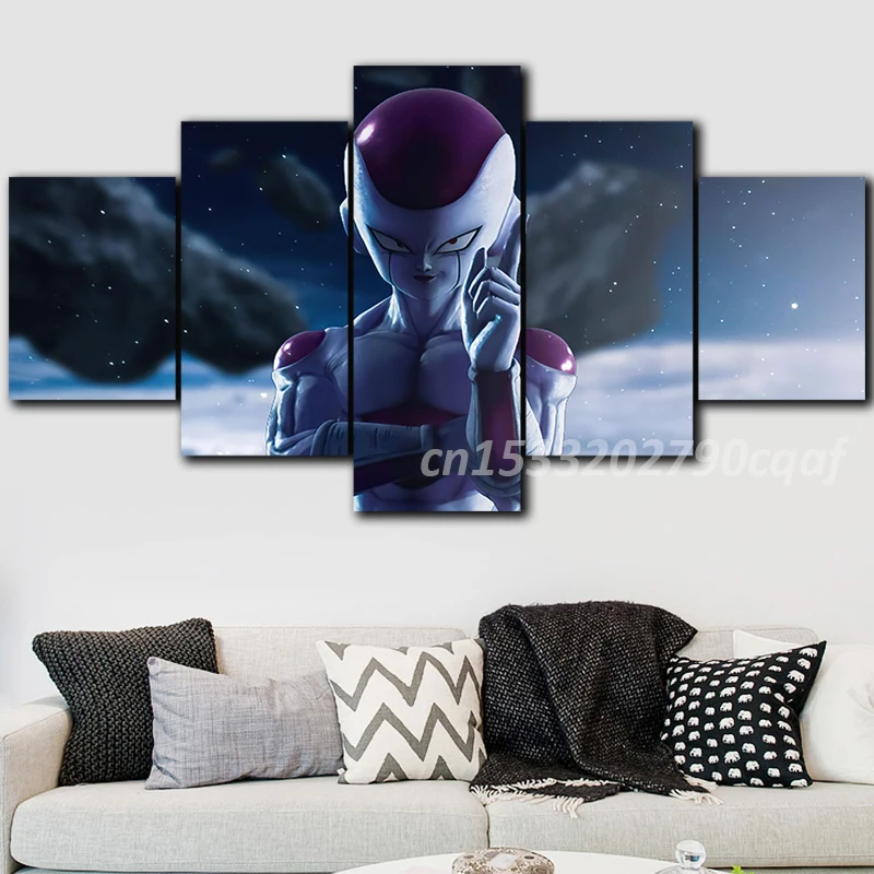 

Five 5 Pieces Print Dragon Ball Modular Frieza Picture Canvas Broli Goku Painting Super Saiyan Poster Anime Home Decor Wall Art