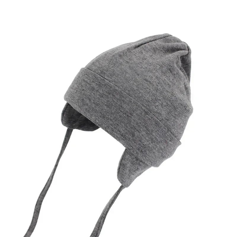 infantizimowa czapka dziecięca unisex akrylowa jednokolorowa chroniąca uszy ciepła miękka bawełniana dla niemowląt